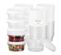 VINATO 18 Pcs Contenitori per Alimenti, 300ML Contenitori per Freezer Contenitore Ermetico per Alimenti Barattolini Plastica Piccoli con Tappo, Lavabili in Lavastoviglie, Adatti a Microonde e Freezer