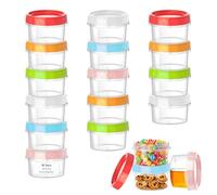 VINATO 18Pcs Contenitori per Alimenti, 120ml Barattolini Plastica Piccoli con Tappo, Set Scatole Plastica, Contenitori per Congelatore, Impilabili