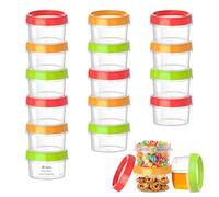 VINATO 18Pcs Contenitori per Alimenti, 200ml Barattolini Plastica Contenitori Ermetici per Alimenti Piccoli, Riutilizzabili Vasetti Freezer con Coperchi Set Scatole Plastica in Rosso, Verde, Arancione