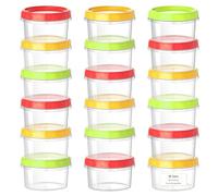 VINATO 18Pcs Contenitori per Alimenti, 250ml Barattolini Plastica Piccoli con Tappo, Set Scatole Plastica in Rosso, Verde & Arancione, Contenitori per Congelatore, Impilabili