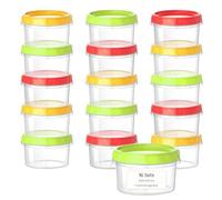 VINATO 16Pcs Contenitori per Alimenti, 250ml Barattolini Plastica Piccoli con Tappo, Set Scatole Plastica in Rosso, Verde & Arancione, Contenitori per Congelatore, Impilabili
