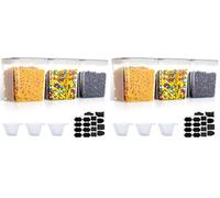 VINATO 2.5L Contenitori Ermetici per Alimenti 3pezzi- Barattoli per Cereali, Farina | Conservazione Senza BPA, con Etichette & Misurini (Confezione da 2)