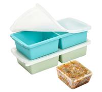 VINATO 2 Pezzi Contenitori Freezer in Silicone con Coperchio, 500ml Stampi per Alimenti in Silicone, Vassoio per Cubetti di Ghiaccio per Zuppe e Salse - Senza BPA & Lavastoviglie