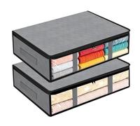 VINATO 2 Pezzi Contenitori Sottoletto, Contenitore Sottoletto per Coperte Grande Capacità con Maniglia Rinforzata, Contenitori Sottoletto Pieghevoli per Organizzare Armadi, Vestiti, Trapunte, 40 L