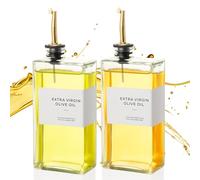 VINATO 2 Pezzi Porta Olio Set, 500ml Oliera Vetro Con Beccuccio, Imbuto1, Etichette36 Per Olio E Aceto, Bottiglia Olio Per Cucina, Caffè E Bar