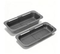 VINATO 2 Pezzi Scolapiatti Appoggio Estensibile Lavello, Scola Verdure da Lavello Plastica cucina, Scolapasta Pieghevole, Accessori Lavello Cucina per Scolare e Sciacquare Frutta e Verdura (Grigio)