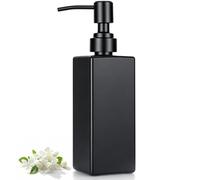 VINATO 350ml Dispenser Sapone in Vetro, Dispenser Sapone per Bagno e Cucina, con Pompa, per Gel e Shampoo Doccia, Design Moderno Minimalista per Piani di Lavoro(Nero)