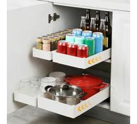VINATO 4 Pezzi Cassetti Estraibili Cucina,Cassetto Estraibile Dispensa | Montaggio senza fori, 4 dimensioni, Estrazione totale, Acciaio carbonio, ABS, Bianco, Cucina, Dispensa, 13 viti, Bagno