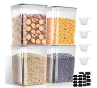 VINATO 5.2L Contenitori Ermetici per Alimenti 4pezzi- Barattoli per Cereali, Farina | Conservazione Senza BPA, con Etichette & Misurini