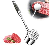 VINATO Batticarne Acciaio Inox con Manico in Legno - 32 cm, Doppia Faccia, Lavabile in Lavastoviglie, per Bistecche, Scaloppine, Pollo & Altro