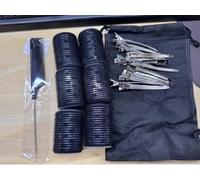 VINATO Bigodini 32 pezzi - Autoagglomeranti con nucleo in alluminio, 18 bigodini in 3 taglie (40 mm, 30 mm, 20 mm), 12 clip per capelli, 1 pettine, Per boccoli e volume, adatti per styling a freddo