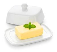 VINATO Burriera Ceramica per 250g, Burriera Porcellana con Coperchio e Manico Portaburro da Frigo per Burro Portaburro da Frigo, Lavabile in Lavastoviglie, Bianco