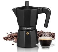 VINATO Caffettiera, Caffettiera Moka in Alluminio per il Piano di Cottura, Caffettiera Moka Express 6 Tazze, Manico Ergonomico e Termoresistente, Non adatto all'induzione, Nera