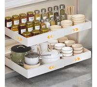 VINATO Cassetti Estraibili Per Cucina, Cassetto Telescopico Con Adesivo, Larghezza Regolabile (32-55 Cm L X 42 Cm P X 7.5 Cm A), Cestelli Ripiano Organizzatore Scorrevole, Bianco