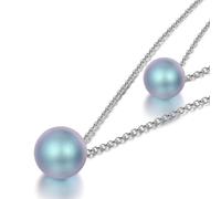 VINATO Collana per Donna con Perla Blu Viola, Ciondolo Perla con Cristalli - Gioiello Elegante per Tutti i Giorni e Idea Regalo