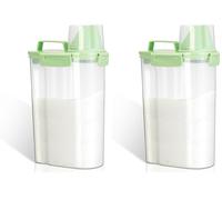 VINATO Contenitore Ermetico 2.5L per Detersivo in Polvere e Croccantini, Box con Beccuccio e Scala di Misura, Materiale PP per Lavanderia e Casa, Verde (Confezione da 2)