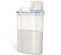 VINATO Contenitore Ermetico 2.5L per Detersivo in Polvere e Lettiera per Gatti, Box con Beccuccio e Scala di Misura, Materiale PP per Lavanderia e Casa, Coperchio Bianco