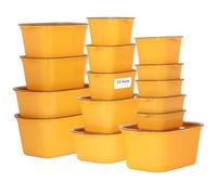 VINATO Contenitori Ermetici per Alimenti (15 Pezzi) - Set per Congelatore, Microonde, Lavastoviglie, Impilabili - Giallo