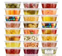 VINATO Contenitori Ermetici per Alimenti, 24Pcs 8oz Contenitore Plastica con Coperchio, Riutilizzabili, Cibo Conservazione & Freezer, Senza BPA