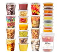 VINATO Contenitori Ermetici per Alimenti, 48Pcs Contenitore Plastica con Coperchio, 12 X 950ml | 24 X 470ml | 12 X 240ml, Riutilizzabili, Cibo Conservazione & Freezer, Senza BPA