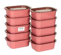 VINATO Contenitori Ermetici per Alimenti 500ml (10 Pezzi) - Set per Congelatore, Microonde, Lavastoviglie, Impilabili - Rosso