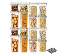 VINATO Contenitori per Alimenti Ermetici 16 Pezzi, Set di Organizer Cucina con Coperchio per Pasta, Cereali e Farina, Contenitori Dispensa Salvaspazio, Senza BPA, +24 Etichette