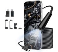 VINATO Endoscopio per Smartphone 10m, Telecamera Ispezione 1080P HD Impermeabile IP67, Sonda 8mm con 8 LED, Connessione Diretta Type-C (Adattatore iPhone/Android Incluso) per Autoveicoli, Tubature