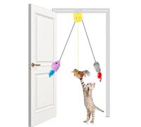 VINATO Giochi per Gatti, Set Sonoro 3 Pezzi, 2 Topi e 1 Uccellino | Gioco interattivo gatto da appendere: rimbalza, squittisce senza pile e invita a saltare, inseguire e afferrare
