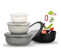 VINATO Insalatiera 4 Pezzi (0.4L/0.78L/1.4L/2.2L) in TPE+PP Senza BPA per Cucina - Adatte a Microonde, Lavastoviglie e Frigo | Ciotole Cucina | Ciotola Insalata, Nero