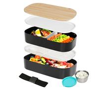 VINATO Lunch Box 1400ml Con Posate Per Ufficio, Scuola E Viaggi - Schiscetta Pranzo Con Scomparti In 2 Livelli, BPA-Free - Ideale Come Porta Pranzo Per Adulti E Bambini
