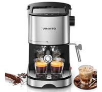 VINATO Macchina Espresso 15 Bar | Montalatte Professionale Integrato | Compatta 17 cm per Cucine Piccole | Doppia Tazza & Riscaldamento Rapido | Cappuccino, Latte, Macchiato - Include 2 Filtri
