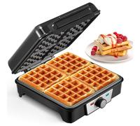 VINATO Macchina per Waffle, Piastra per Waffle Quadrata 4 Fette, 1200W