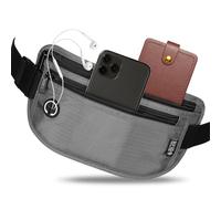 VINATO Marsupio Antifurto con Protezione RFID, Marsupio Uomo e Donna, Portadocumenti da Viaggio Impermeabile, Cintura per Soldi Nascosta per Sport, Viaggi e Festival, Sottile Borsa, Grigio