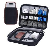 VINATO Organizer per Cavi ed Elettronica - Leggero e Resistente, con Scomparto per Schede SD, Taschetta per Tablet e 5 Fascette per Cavi - Perfetto per Cavi, Caricatori, Powerbank