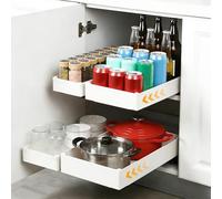 VINATO Organizzatore Estraibile Cucina - Set 4 Cassetti Scorrevoli, 4 Dimensioni (ABS Resistente), Montaggio Senza Fori - Cassetti Estraibili per Armadi, Cestello Cucina