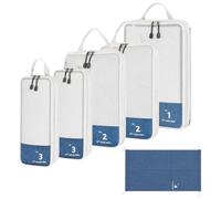 VINATO Packing Cubes Compression 6erSet - Sacchetti Sottovuoto Impermeabili & Organizer Valigia per Vestiti e Scarpe, Salvaspazio per Valigia Zaino Bagaglio a Mano, Organizzatore da Viaggio Blu