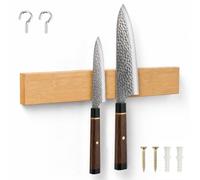 VINATO Porta Magnetica per Coltelli Bambù 40cm, Senza Forare | Portacoltelli Magnetico da Parete da Cucina con 2 Ganci, Barra per Coltelli con Magnete per Utensili Cucina
