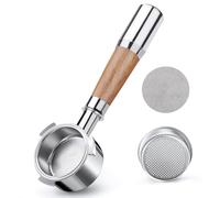 VINATO Portafiltro Senza Fondo 54mm - Cestello in Acciaio Inox con Manico in Noce - Compatibile con Breville Barista BES870/878/880 Machine