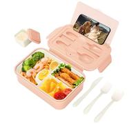 VINATO Portapranzo Bento 1400ml, Ermetico & BPA Free - Lunch Box per Ufficio e Bambini, Portavivande con Scomparti per Merenda e Cibo Lavoro Rosa