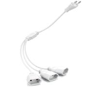 VINATO Prolunga 3 in 1 con Spina Piatta Dritta, 0,5 m, Presa Multipla | Tre Uscite, Spina Extra-Piatta, Per Interni, Bianco, Rame