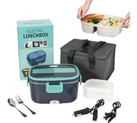 VINATO Scaldavivande Elettrico Portatile 1.5L, Porta Pranzo Elettrico 60W,Lunch Box Elettrico,Portavivande Elettrico per Auto/Ufficio, Con Forchetta/Cucchiaio E Borsa Termica