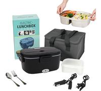 VINATO Scaldavivande Elettrico Portatile 1.5L, Porta Pranzo Elettrico 60W,Lunch Box Elettrico,Portavivande Elettrico per Auto/Ufficio, Con Forchetta/Cucchiaio E Borsa Termica