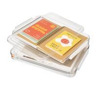 VINATO Scatola Organizzatrice Trasparente con Coperchio per A4, 2 Pezzi - Porta Documenti Impilabile, Scatola Plastica con Coperchio Multiuso per Ufficio, Casa