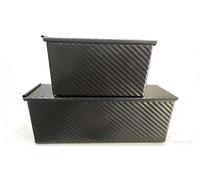 VINATO Set 2 Pezzi Stampo Pane in Cassetta,Stampo Pane con Coperchio,32x12x12cm & 21x12x12cm, Teglia Pane in Cassetta, Stampo per Pane, Acciaio al Carbonio, Rivestimento Antiaderente, Nero