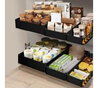 VINATO Set 3 Cassetti Estraibili per Cucina, 3 Dimensioni Organizzatore Estraibile Cucina,Cassetto Estraibile per Dispensa, Montaggio Senza Fori - Cassetti Estraibili per Armadi