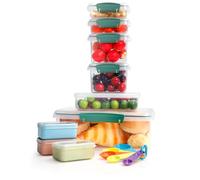 VINATO Set da 9 Contenitori per Alimenti con 5 Cucchiai, Contenitori Ermetici per Alimenti con Coperchio Ermetici, Impilabili, Sicuro per microonde, Senza BPA (3.85Lx1,0.5Lx1, 0.4Lx2,0.16Lx2,0.12Lx3)