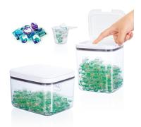 VINATO Set di 2 Contenitore Detersivo Polvere,Trasparenti Dispenser Detersivo Lavatrice in Plastica,Porta Detersivo in Polvere per Bucato