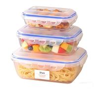 VINATO Set di 3 Contenitori per Alimenti da 580ml, 1300ml e 2500ml - Senza BPA, Impermeabili, Impilabili, per Microonde e Lavastoviglie