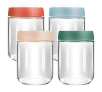 VINATO Set di 4 Barattoli in Vetro con Coperchio 480ml, Barattoli Vetro Ermetici, Vasetti per Yogurt, Mason Jar, Contenitori per Alimenti