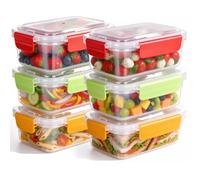VINATO Set di 6 Contenitori Ermetici per Alimenti da 0.75 Litri, Contenitore Plastica con Coperchio Alimenti, 4 Chiusure di Sicurezza, Senza BPA Contenitore Cibo per Microonde e Lavastoviglie